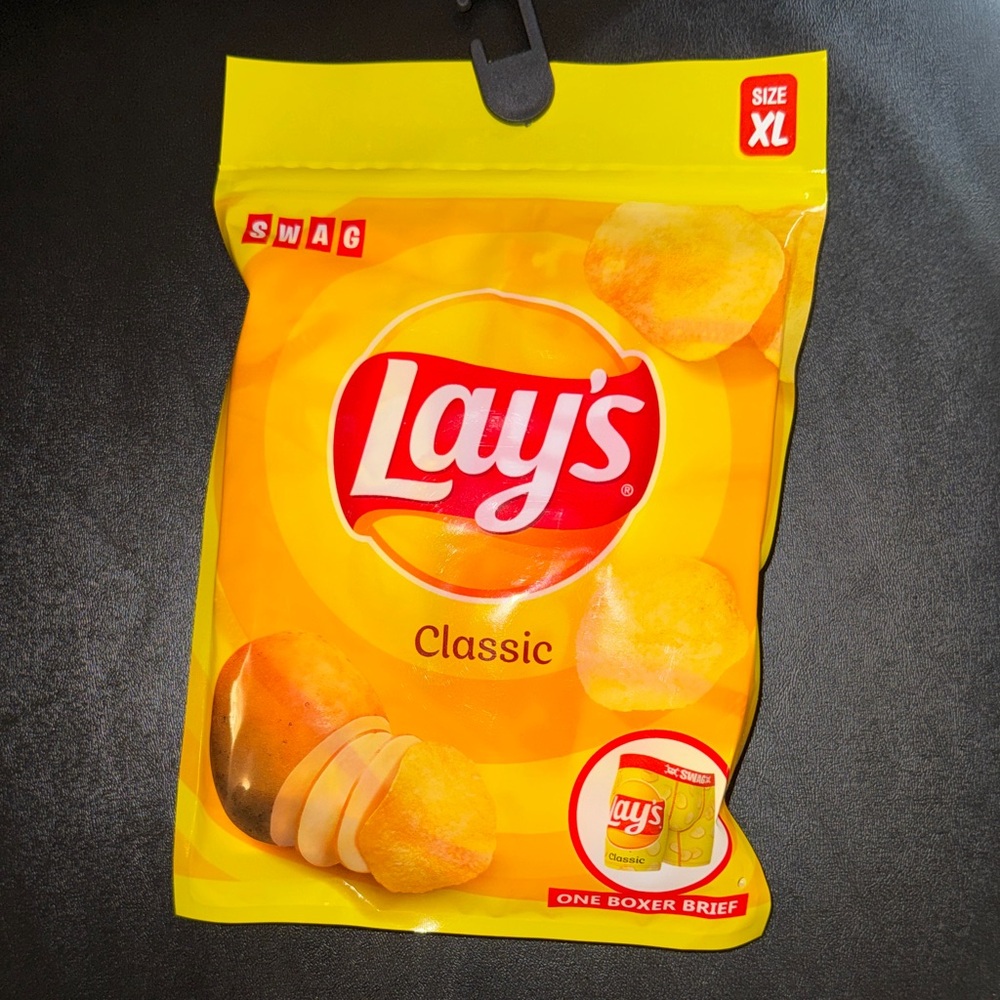 Classic Boxer Briefs - Funny Lays Potato Chip Boxer Briefs, Yellow, NIP
